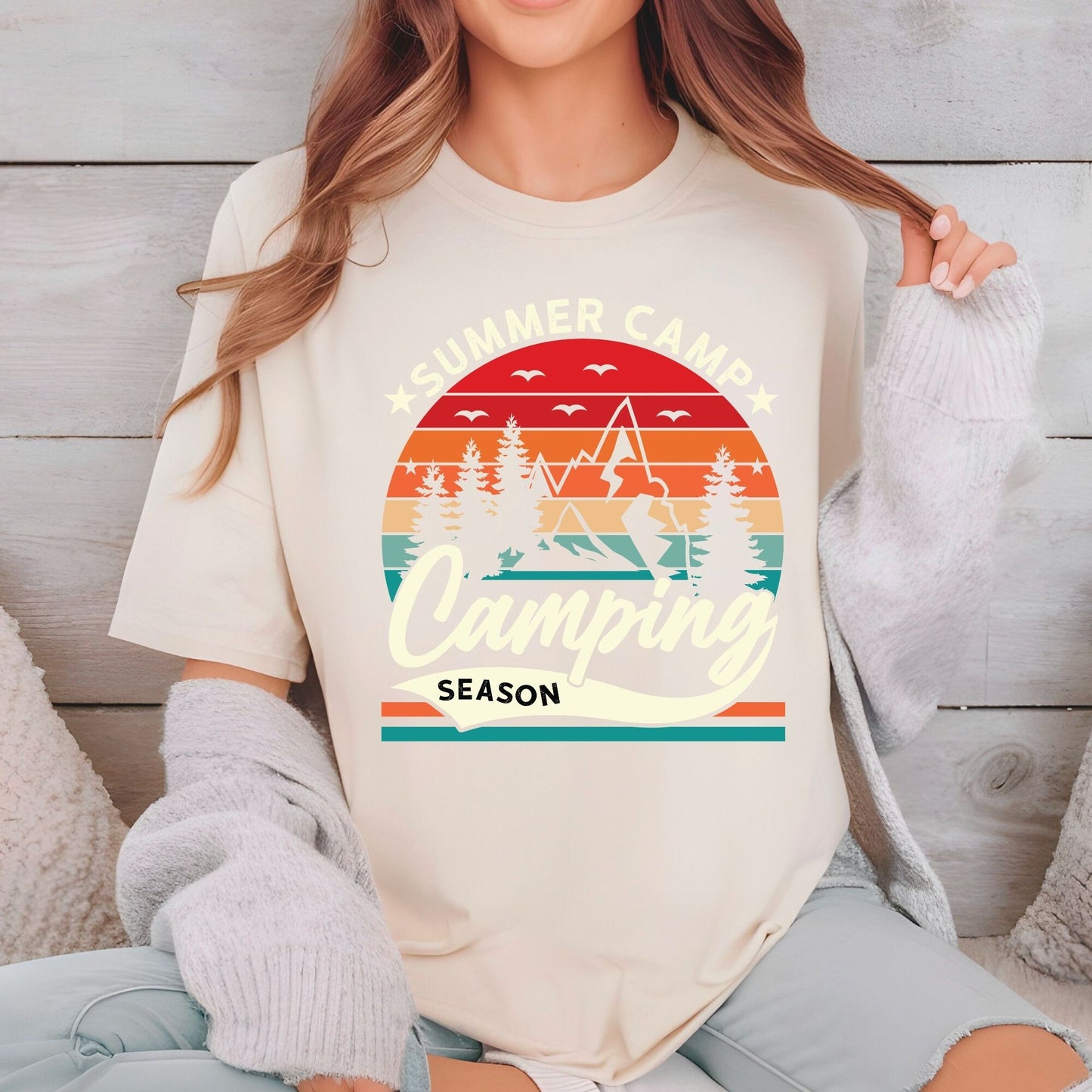 Camping Season DTF Transfer Ready to Press Summer Camp Heat Transfer For Shirt Outdoor Group UV Sticker Prints Iron on Transfer