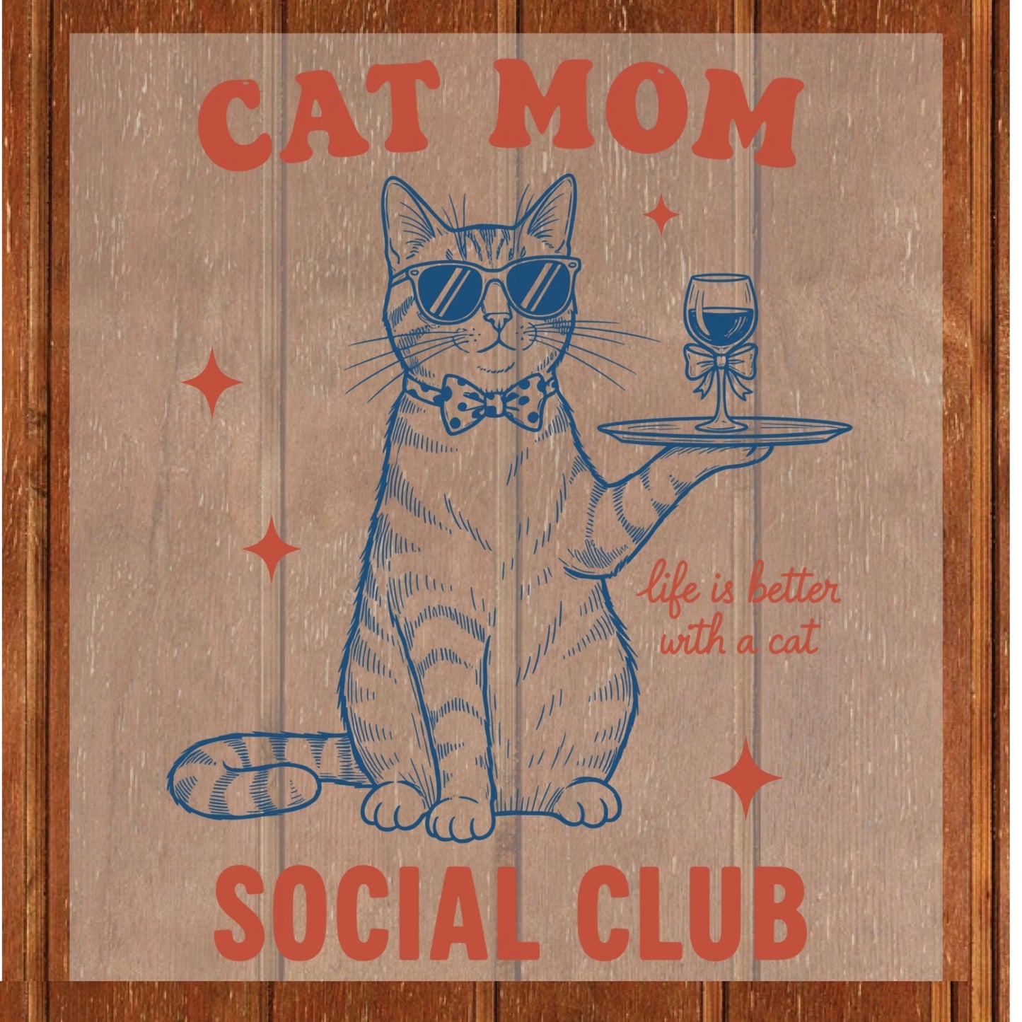 Cat Mama DTF Transfer ready to Press Mother's Day Cat Mom Social Club Funny Heat Transfer for Shirts Pet Lover UV Sticker Prints