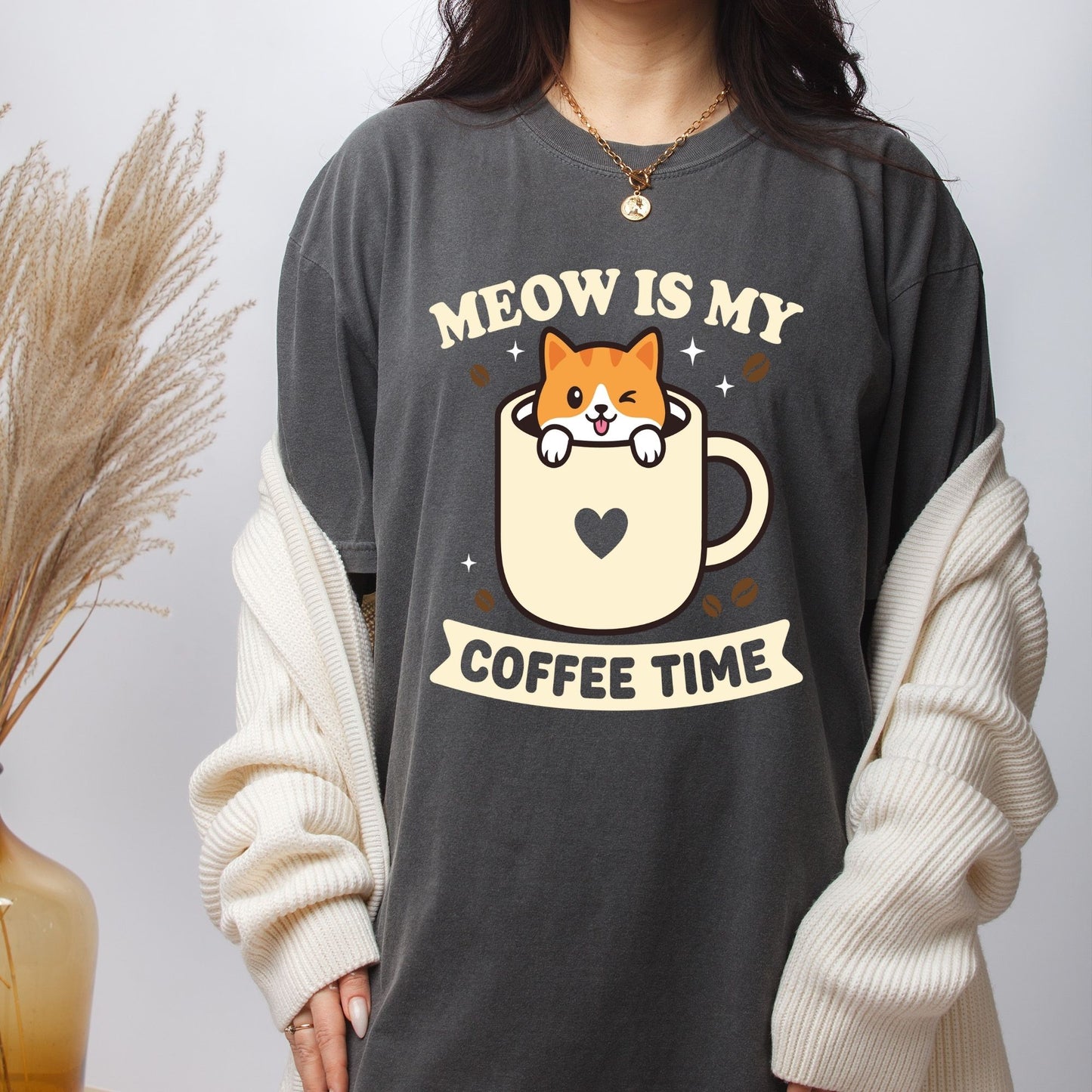 Cat Mom DTF Transfer ready to Press Meow is My Coffee Time Animal Heat Transfer for Shirts Pet Lover UV Sticker Prints Iron on Transfer