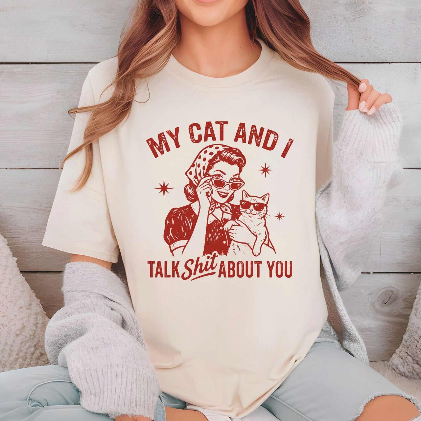 Cat Mom DTF Transfer ready to Press My Cat and I Talk Shit About You Mother's Day Heat Transfer for Shirts Pet Lover UV Sticker Prints