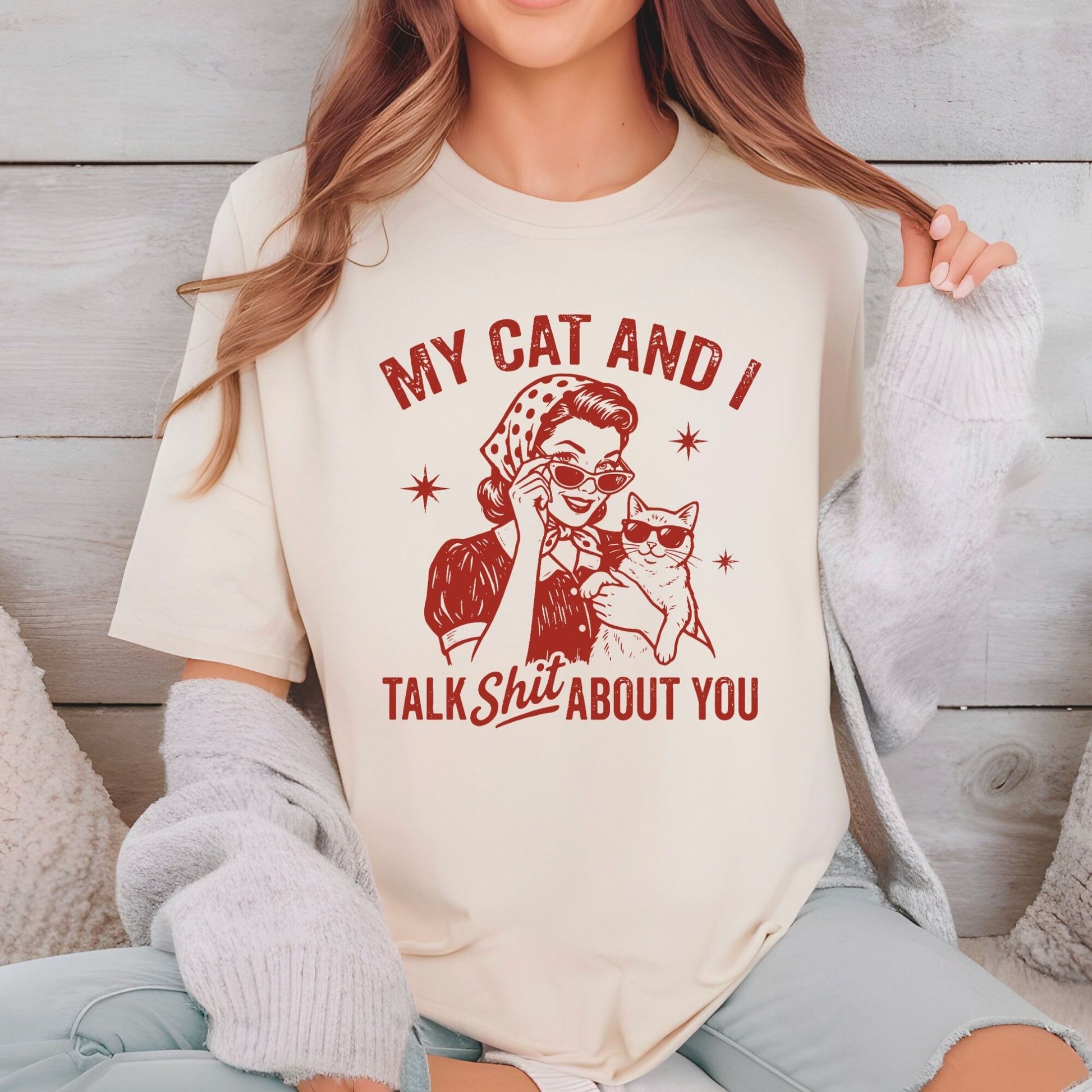 Cat Mom DTF Transfer ready to Press My Cat and I Talk Shit About You Mother's Day Heat Transfer for Shirts Pet Lover UV Sticker Prints