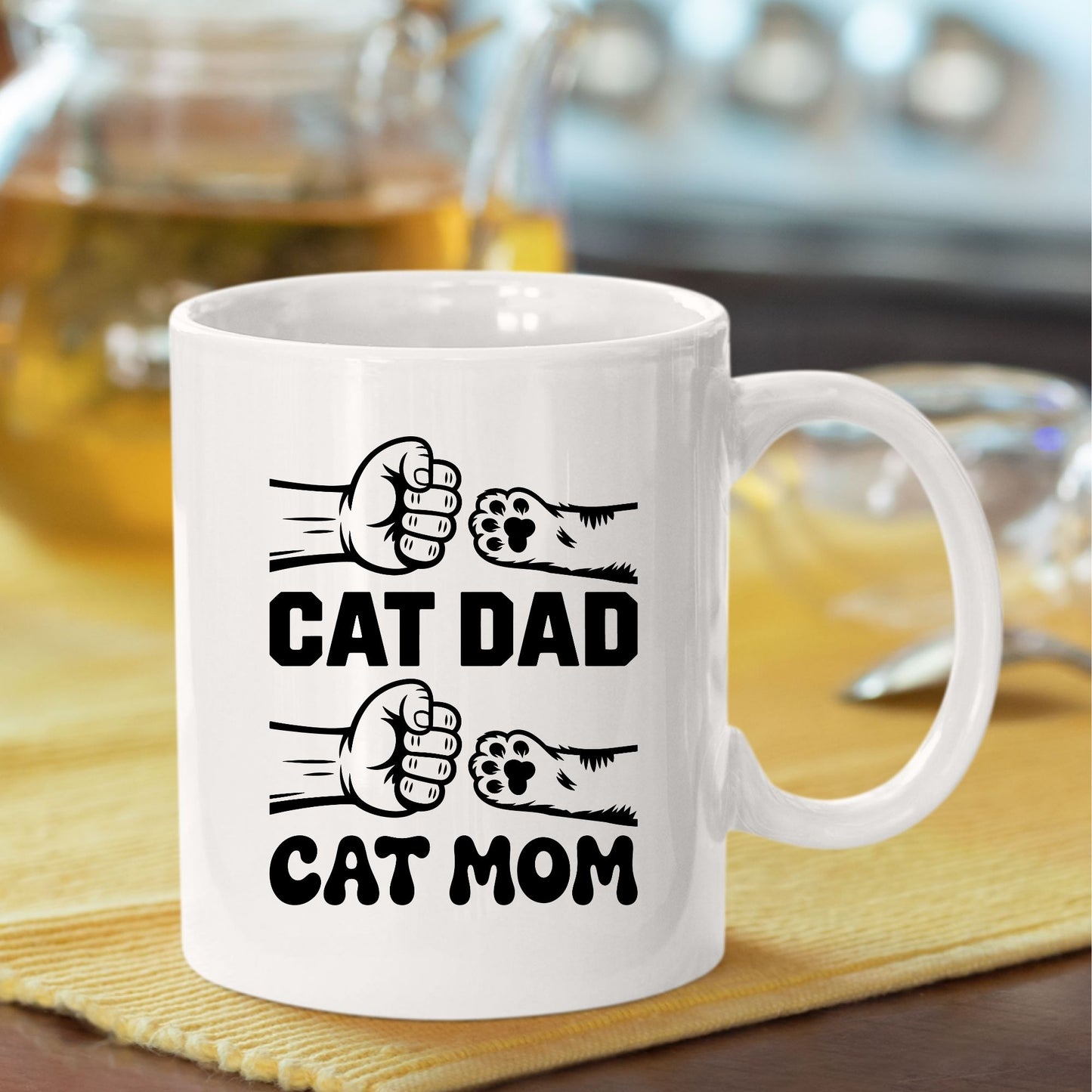 Cat Mom & Dad Matching DTF Transfer ready to Press