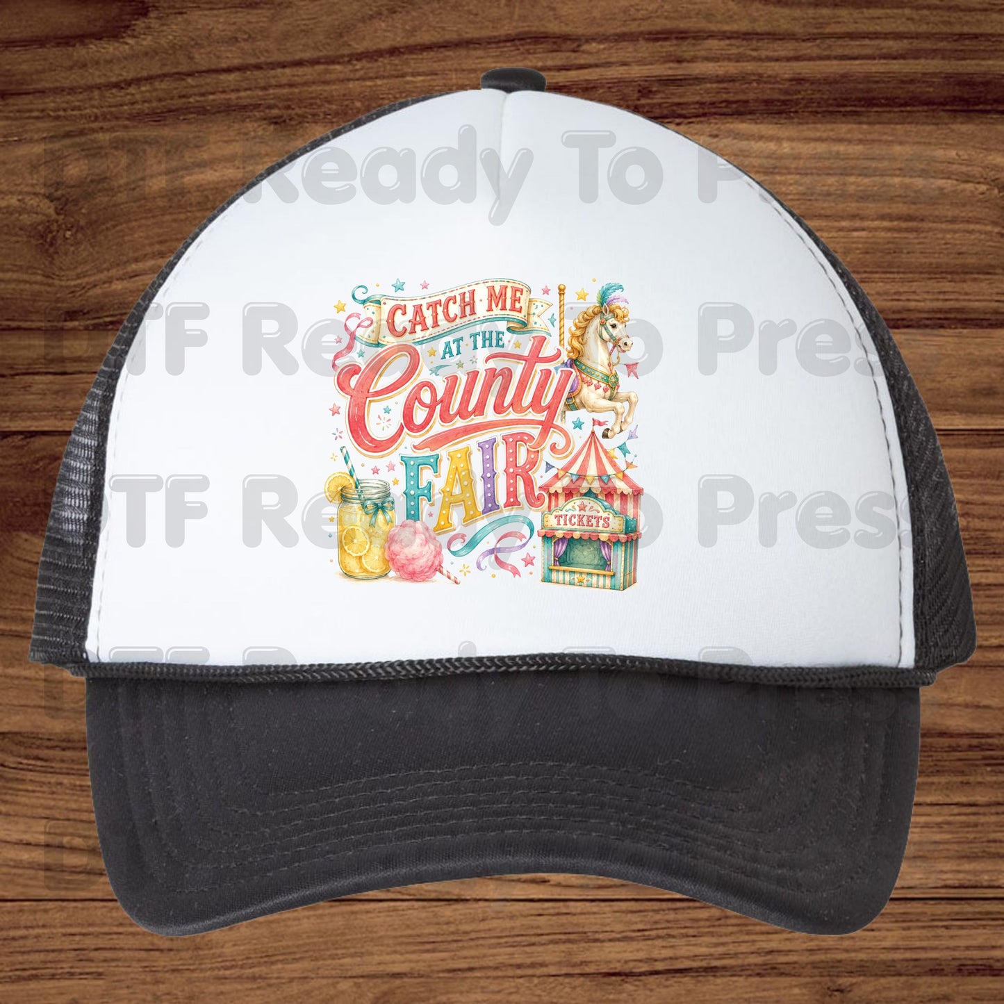 Catch Me At The County Fair Retro Carousel DTF Transfer Ready to Press Carnival Lemonade UV DTF Sticker Ticket Booth Heat Transfer for Shirts