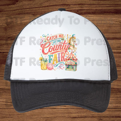 Catch Me At The County Fair Retro Carousel DTF Transfer Ready to Press Carnival Lemonade UV DTF Sticker Ticket Booth Heat Transfer for Shirts