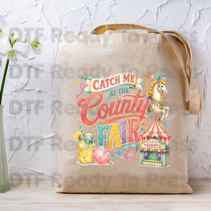 Catch Me At The County Fair Retro Carousel DTF Transfer Ready to Press Carnival Lemonade UV DTF Sticker Ticket Booth Heat Transfer for Shirts