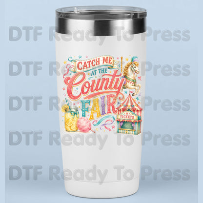 Catch Me At The County Fair Retro Carousel DTF Transfer Ready to Press Carnival Lemonade UV DTF Sticker Ticket Booth Heat Transfer for Shirts