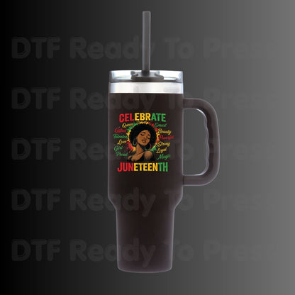Celebrate Juneteenth Queen Gifted Talented Girl DTF Transfer Ready to Press African American Pride Heat Transfer Black History UV Sticker
