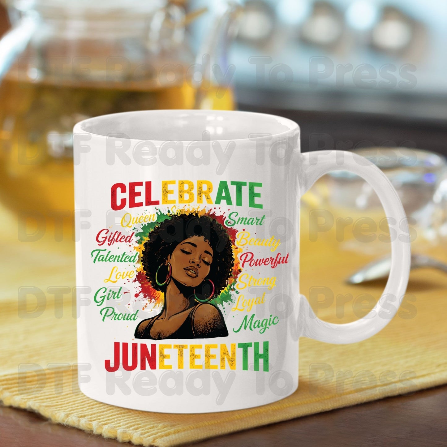 Celebrate Juneteenth Queen Gifted Talented Girl DTF Transfer Ready to Press African American Pride Heat Transfer Black History UV Sticker