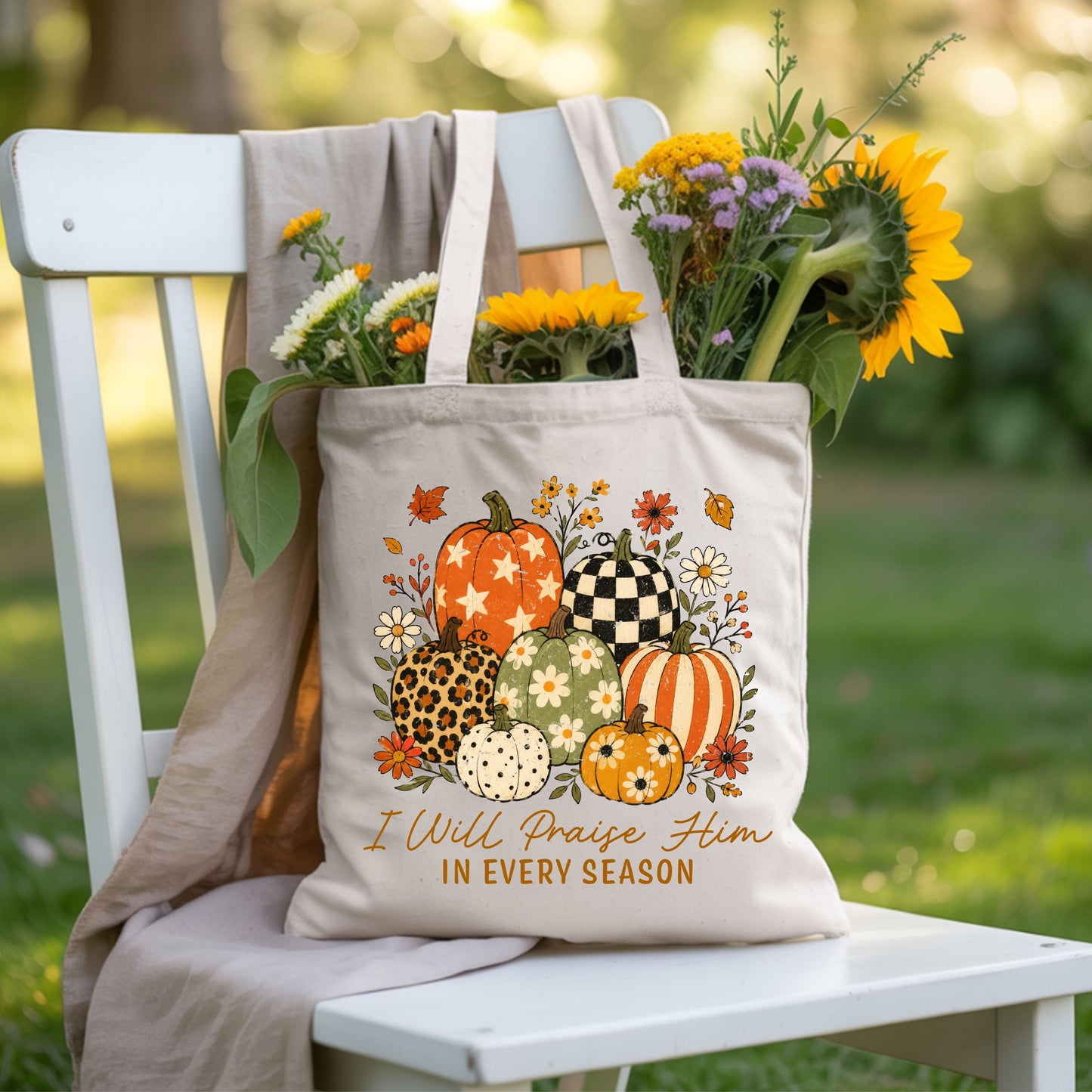 Christian Autumn Pumpkin Comfort Colors T Shirts I Will Praise Him In Every Season Tee Patterned Fall Floral Shirt Religious Faith Graphic Hoodie