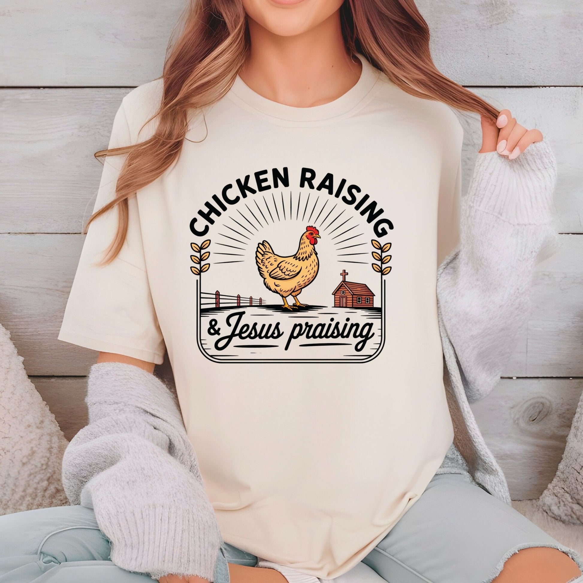 Christian DTF Transfer Ready to Press Chicken Raising Jesus Praising Heat Transfer for Shirts Faith UV Prints Religious Apparel Transfer