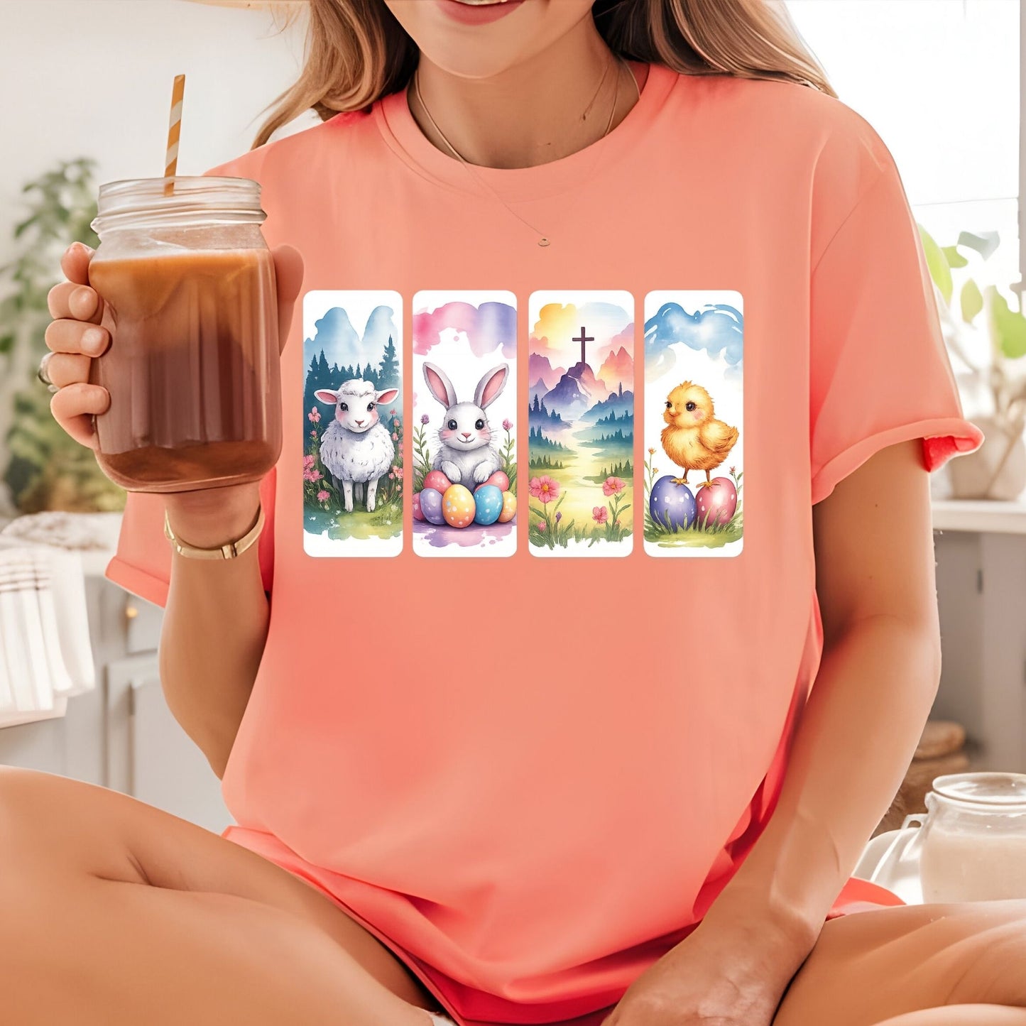 Christian Easter Animal Bookmark DTF Transfer ready to Press Faith Based Apparel Heat Transfer for Shirts He is Risen UV Sticker Prints