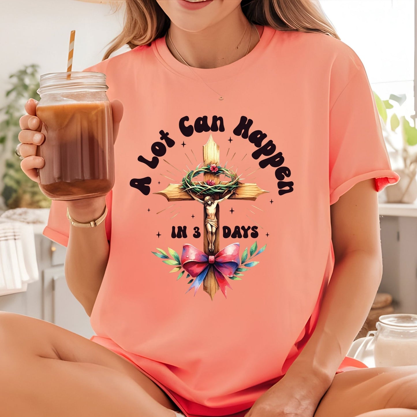 Christian Easter DTF Transfer Ready to Press A Lot Can Happen in 3 Days Heat Transfer For Shirts Easter Celebration UV Sticker Prints