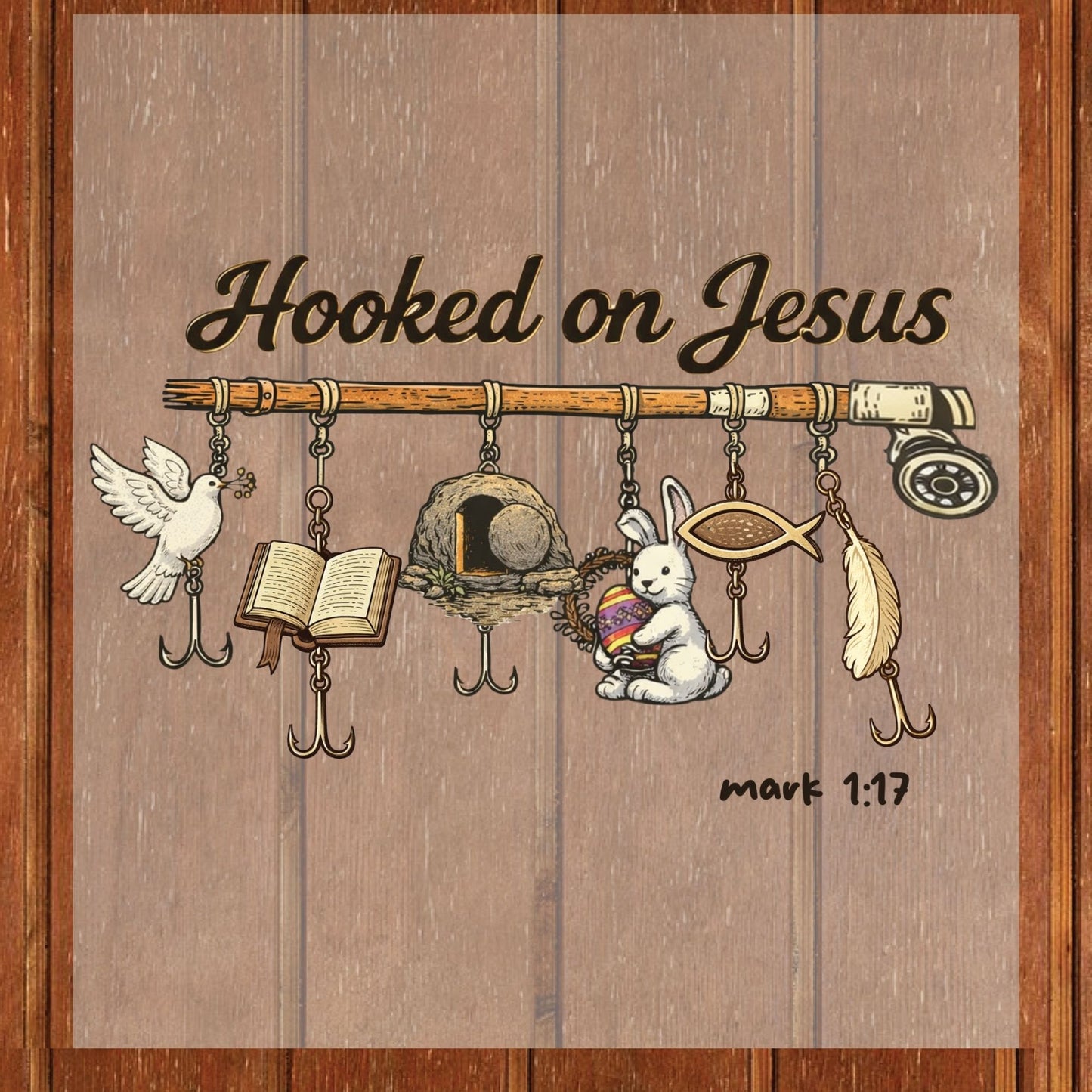Christian Easter DTF Transfer Ready to Press Hooked on Jesus Heat Transfer for Shirts Jesus Faith UV Sticker prints