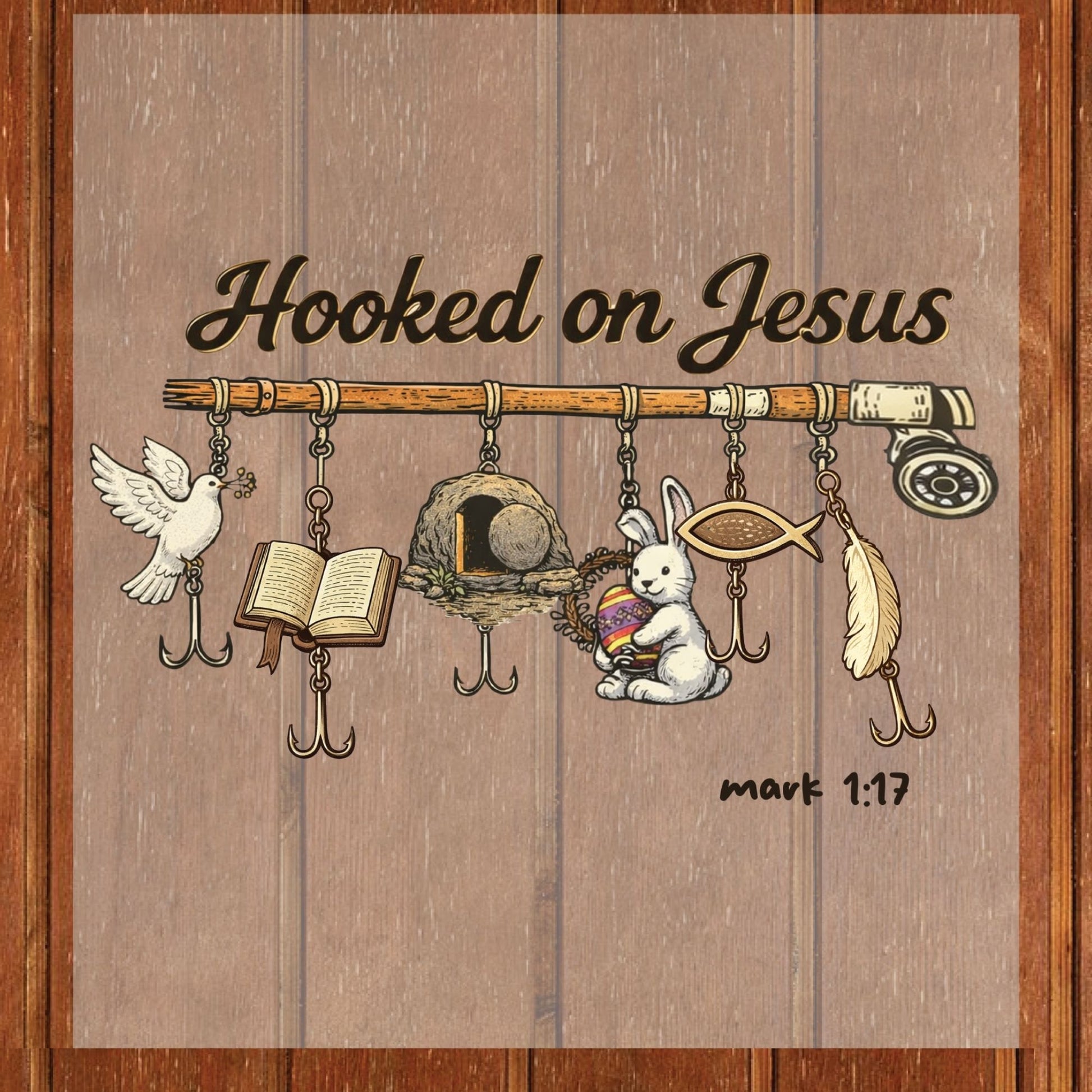 Christian Easter DTF Transfer Ready to Press Hooked on Jesus Heat Transfer for Shirts Jesus Faith UV Sticker prints
