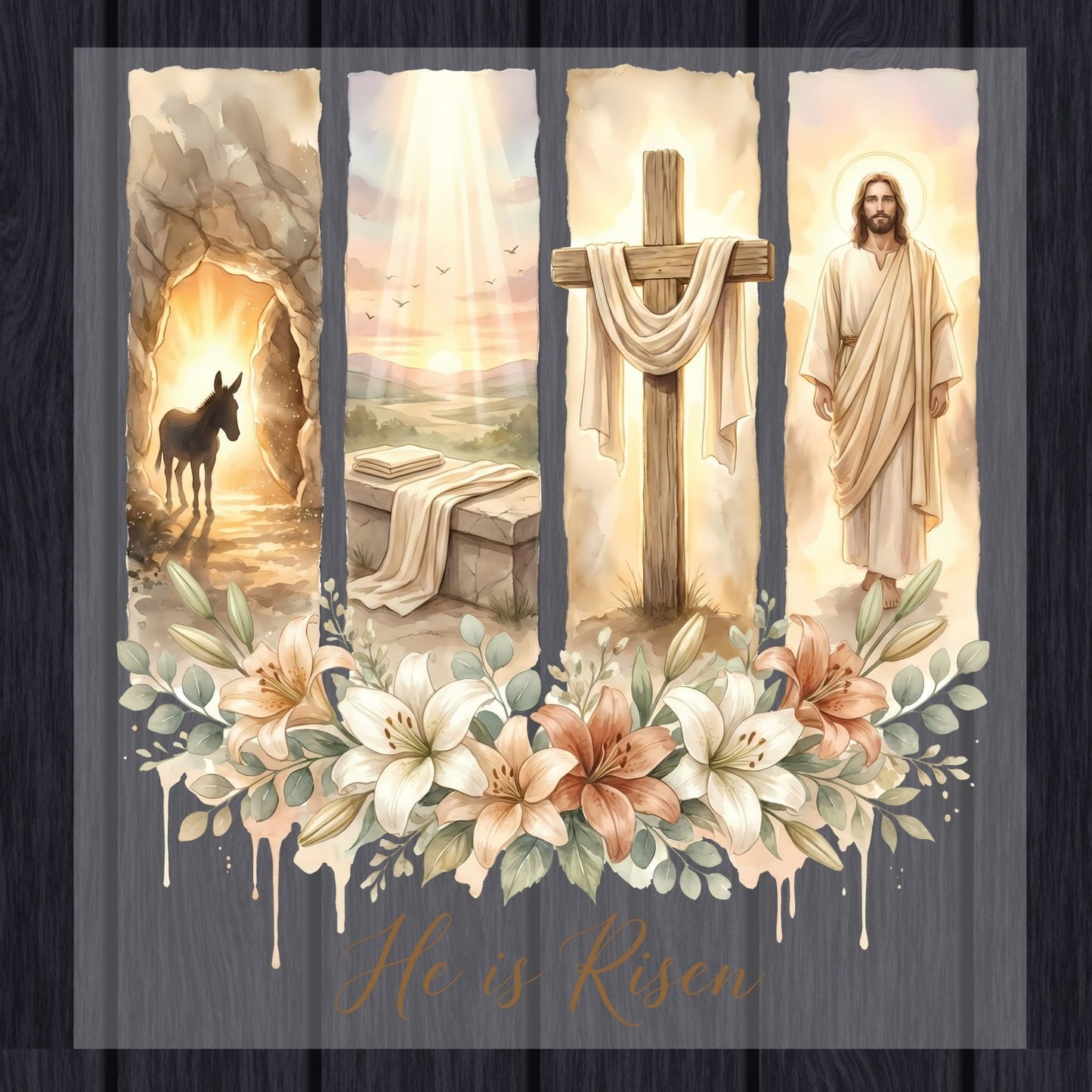 Christian Easter Floral DTF Transfer Ready to Press He is Risen Heat Transfer for Shirts Bible Verse UV Sticker Prints