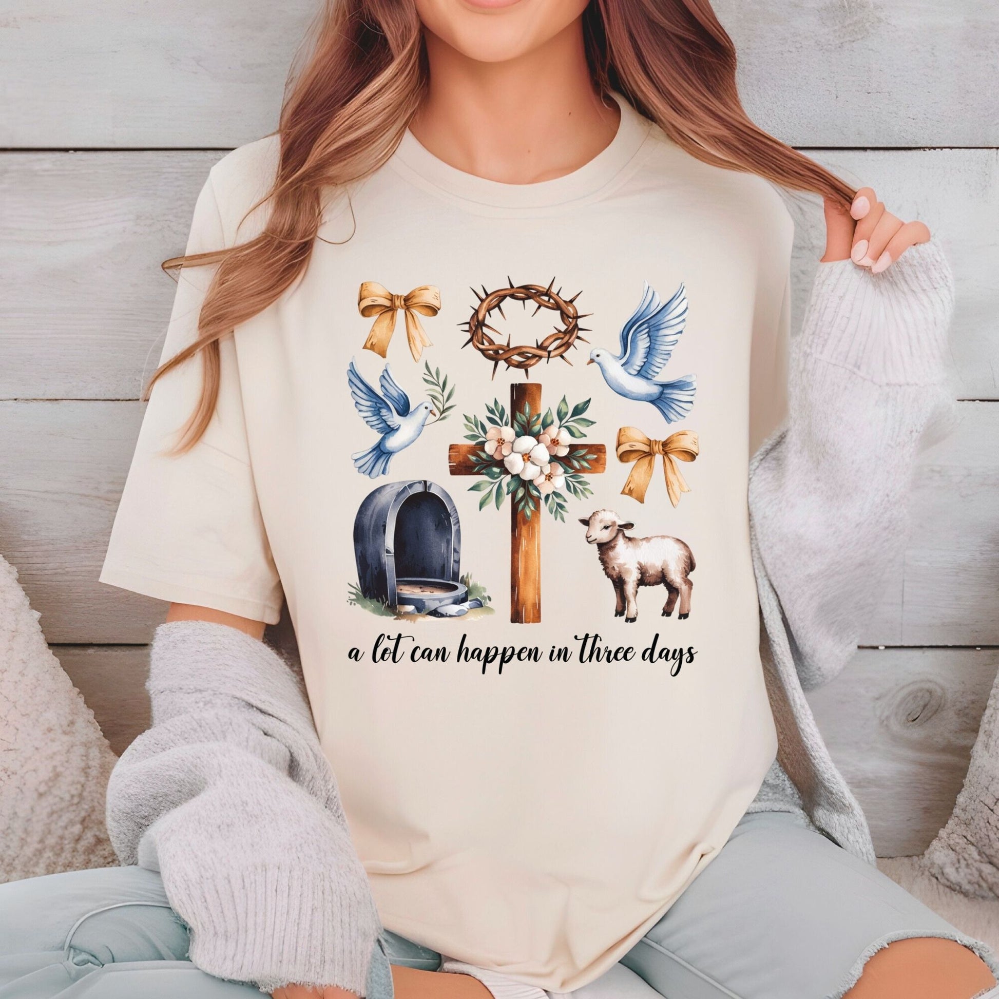 Christian Easter He is Risen Cross DTF Transfer ready to Press Easter Day Heat Transfer for Shirts Bible Verse UV Sticker Prints
