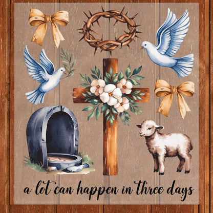 Christian Easter He is Risen Cross DTF Transfer ready to Press Easter Day Heat Transfer for Shirts Bible Verse UV Sticker Prints