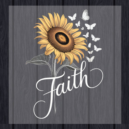 Christian Faith Sunflower DTF Transfer Ready to Press Religious Apparel Heat Transfer for Shirts Inspirational Floral UV Sticker