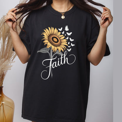 Christian Faith Sunflower DTF Transfer Ready to Press Religious Apparel Heat Transfer for Shirts Inspirational Floral UV Sticker