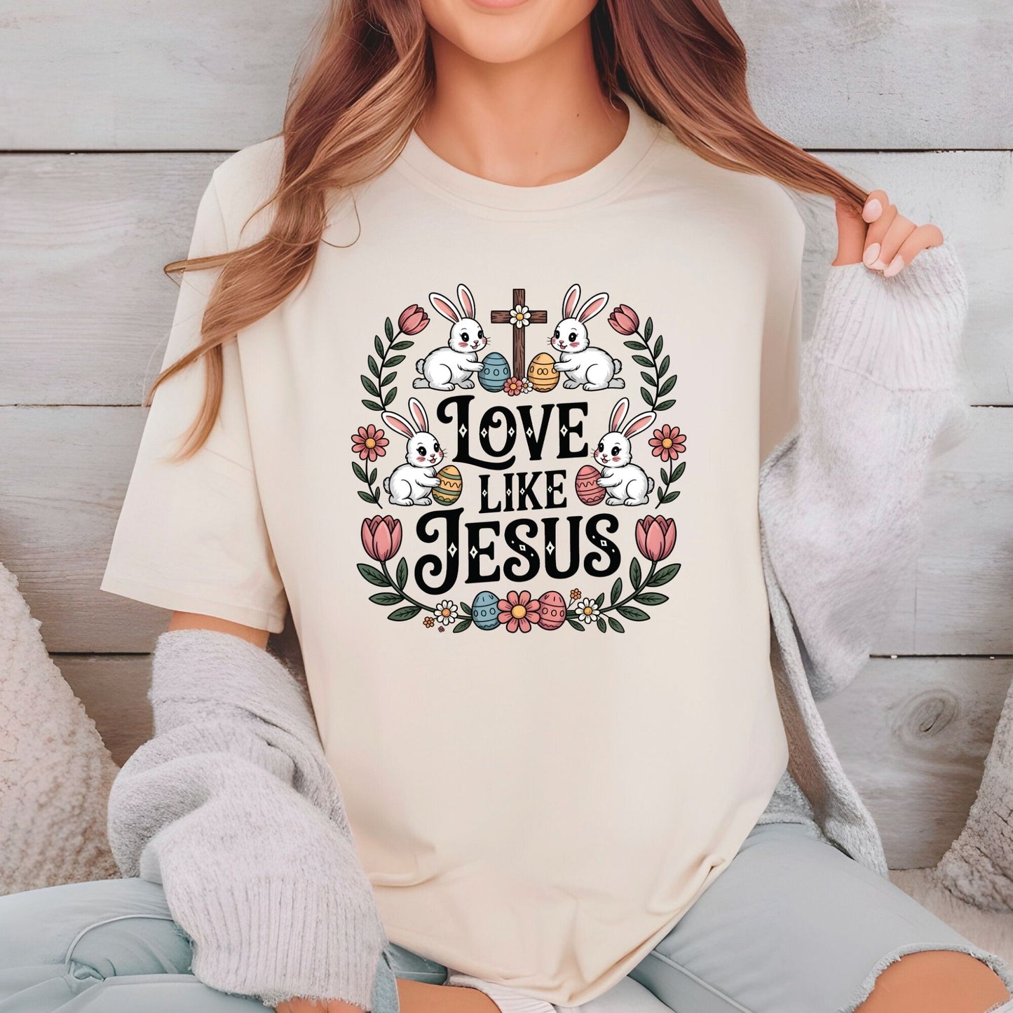 Christian Floral Easter DTF Transfer ready to Press  Love Like Jesus Heat Transfer for Shirts Bible Verse UV Sticker Prints
