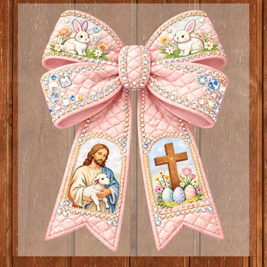 Christian Jesus Faith Easter Bow DTF Transfer ready to Press Religious Character Heat Transfer for Shirts Bible Verse UV Sticker Prints
