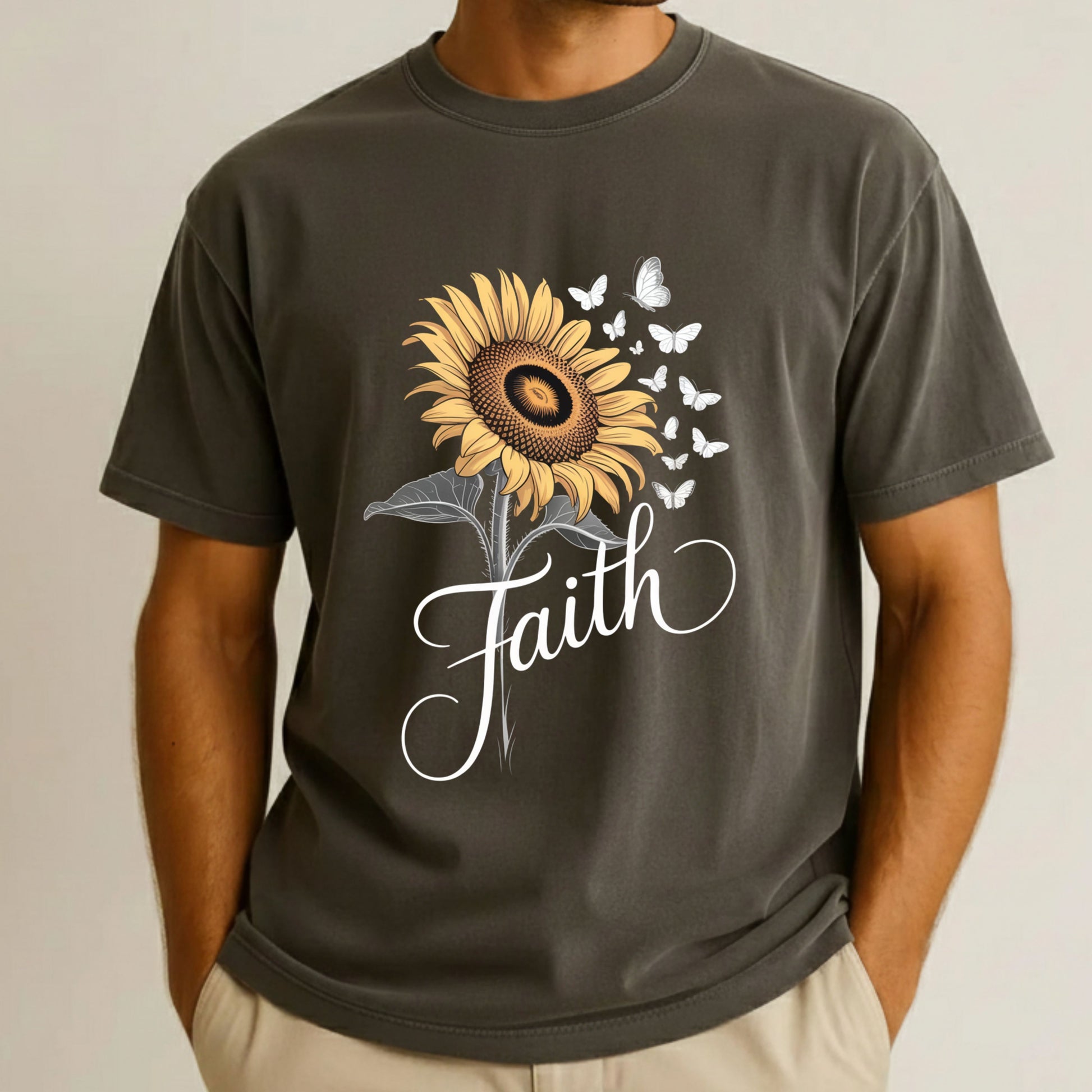 Christian Sunflower Comfort Colors T Shirt Floral Faith Tees Jesus Faith Apparel Tank Top Religious Bible Verse Long Sleeve