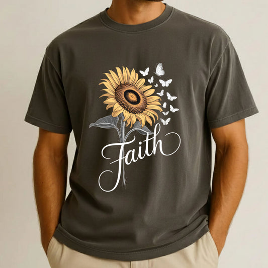 Christian Sunflower Comfort Colors T Shirt Floral Faith Tees Jesus Faith Apparel Tank Top Religious Bible Verse Long Sleeve