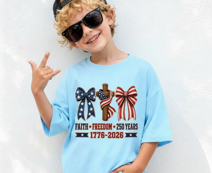 Christian USA 250 Years T Shirt Faith Freedom 1776 2026 Cross Bows Tee
