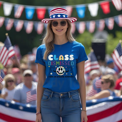 Class Dismissed Have An Amazing Summer DTF Transfer Ready to Press Retro Smiley Face Teacher Student Last Day School Heat Transfer for Shirt