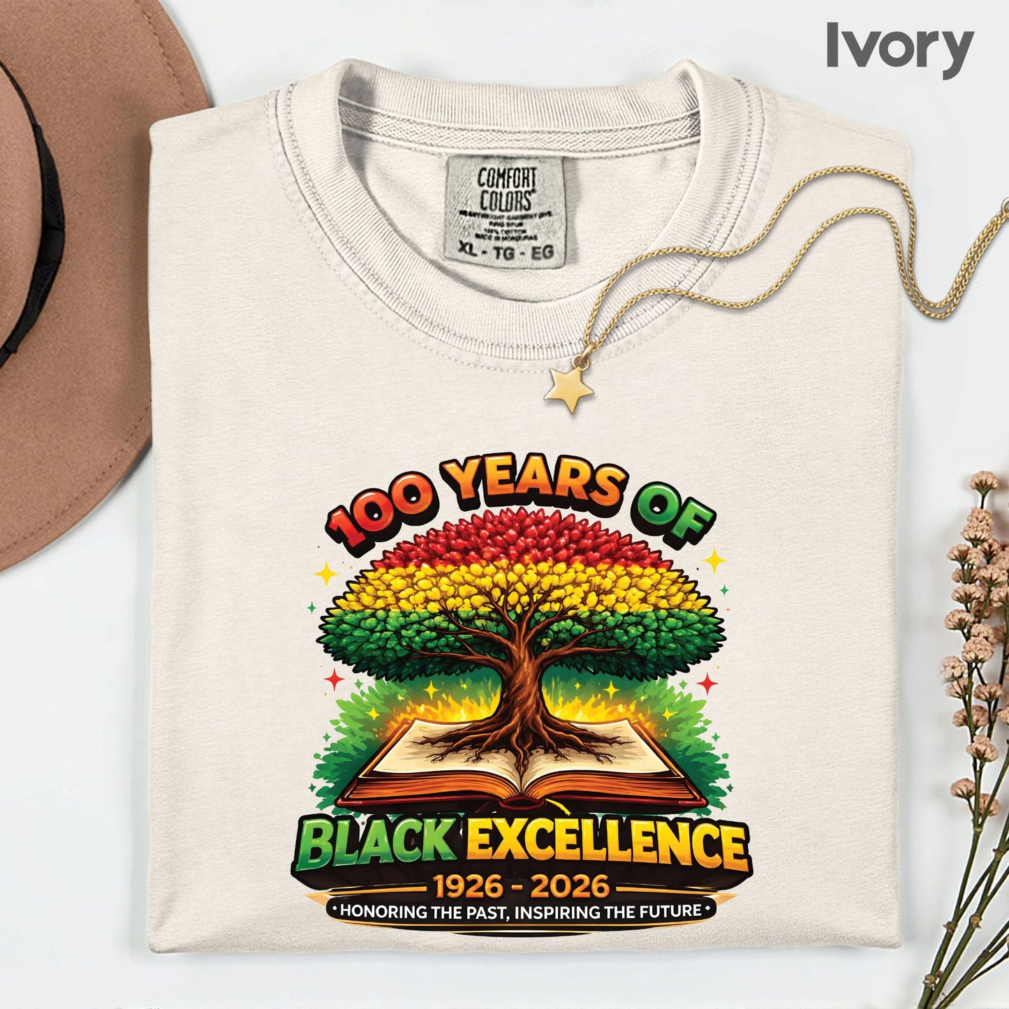 Comfort Colors® 100 Years of Black Excellence Shirt Black History 1926–2026 African Heritage Tees Juneteenth Shirt For Men Women Kids Youth