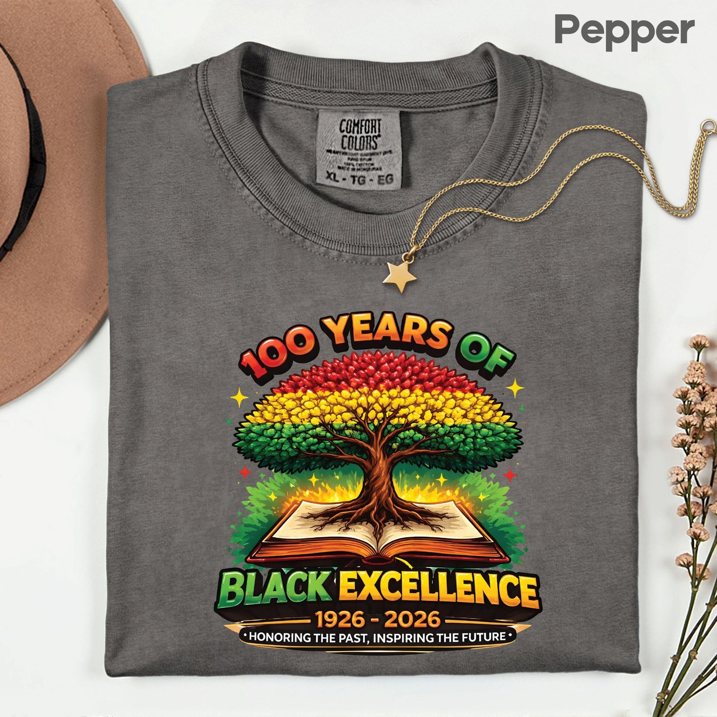 Comfort Colors® 100 Years of Black Excellence Shirt Black History 1926–2026 African Heritage Tees Juneteenth Shirt For Men Women Kids Youth