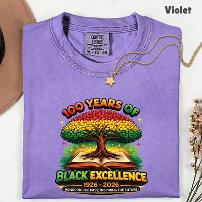 Comfort Colors® 100 Years of Black Excellence Shirt Black History 1926–2026 African Heritage Tees Juneteenth Shirt For Men Women Kids Youth