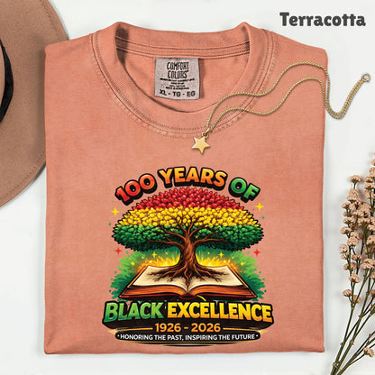 Comfort Colors® 100 Years of Black Excellence Shirt Black History 1926–2026 African Heritage Tees Juneteenth Shirt For Men Women Kids Youth