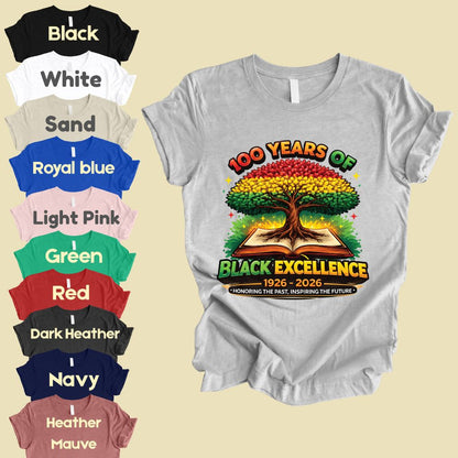 Comfort Colors® 100 Years of Black Excellence Shirt Black History 1926–2026 African Heritage Tees Juneteenth Shirt For Men Women Kids Youth
