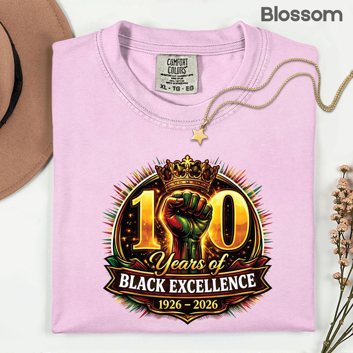 Comfort Colors® Black History Shirt 100 Years of Black Excellence 1926 2026 Juneteenth Shirt For Men Women Kids Youth African Heritage Tees