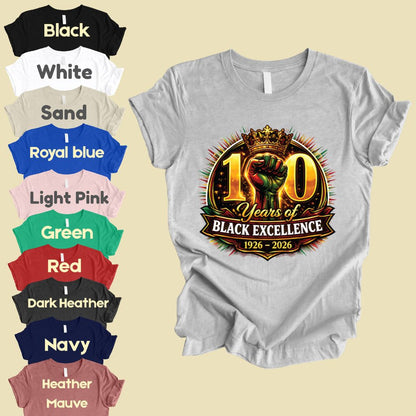 Comfort Colors® Black History Shirt 100 Years of Black Excellence 1926 2026 Juneteenth Shirt For Men Women Kids Youth African Heritage Tees