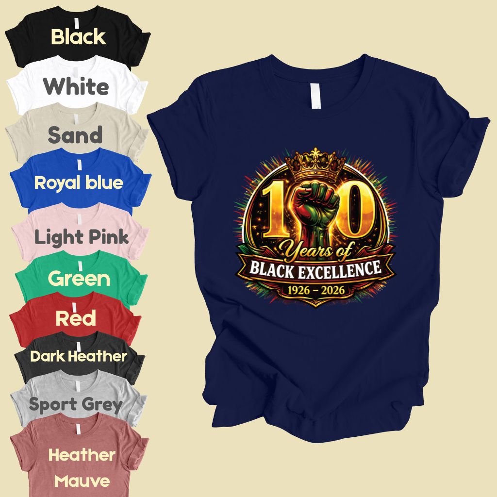 Comfort Colors® Black History Shirt 100 Years of Black Excellence 1926 2026 Juneteenth Shirt For Men Women Kids Youth African Heritage Tees