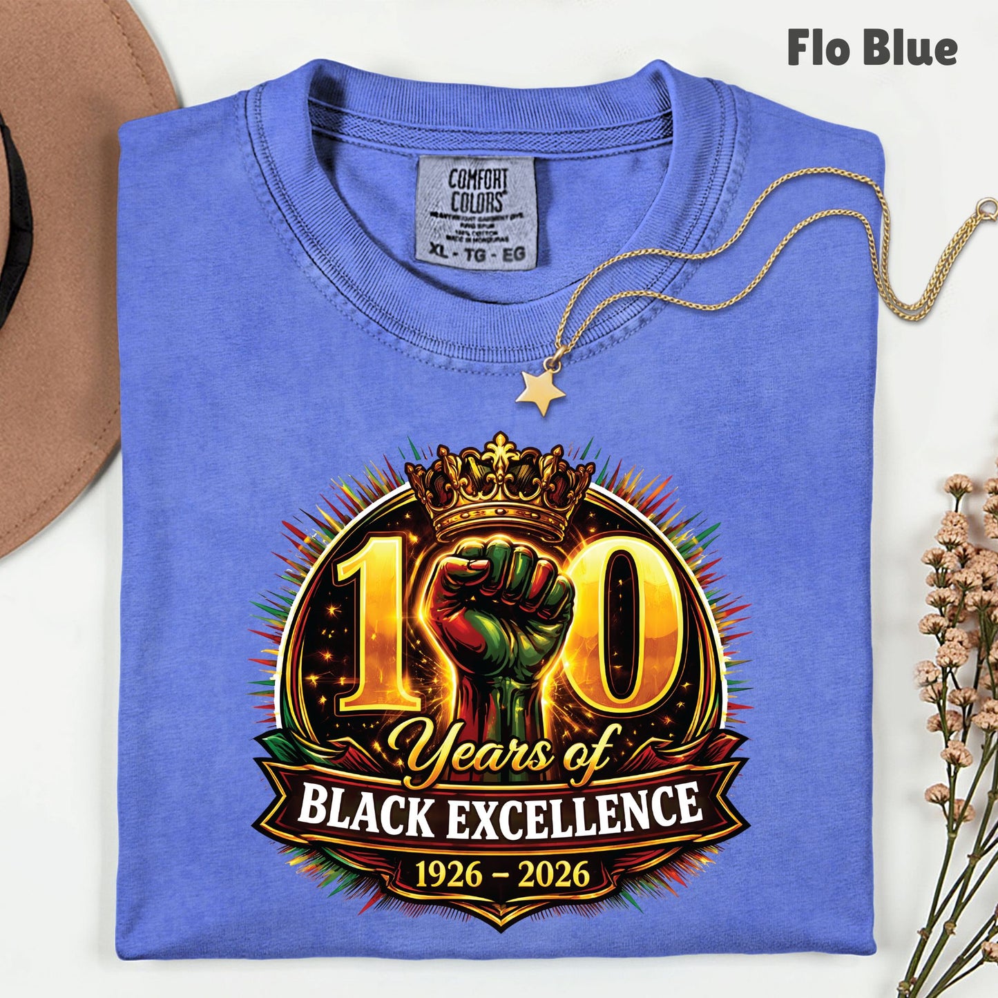 Comfort Colors® Black History Shirt 100 Years of Black Excellence 1926 2026 Juneteenth Shirt For Men Women Kids Youth African Heritage Tees