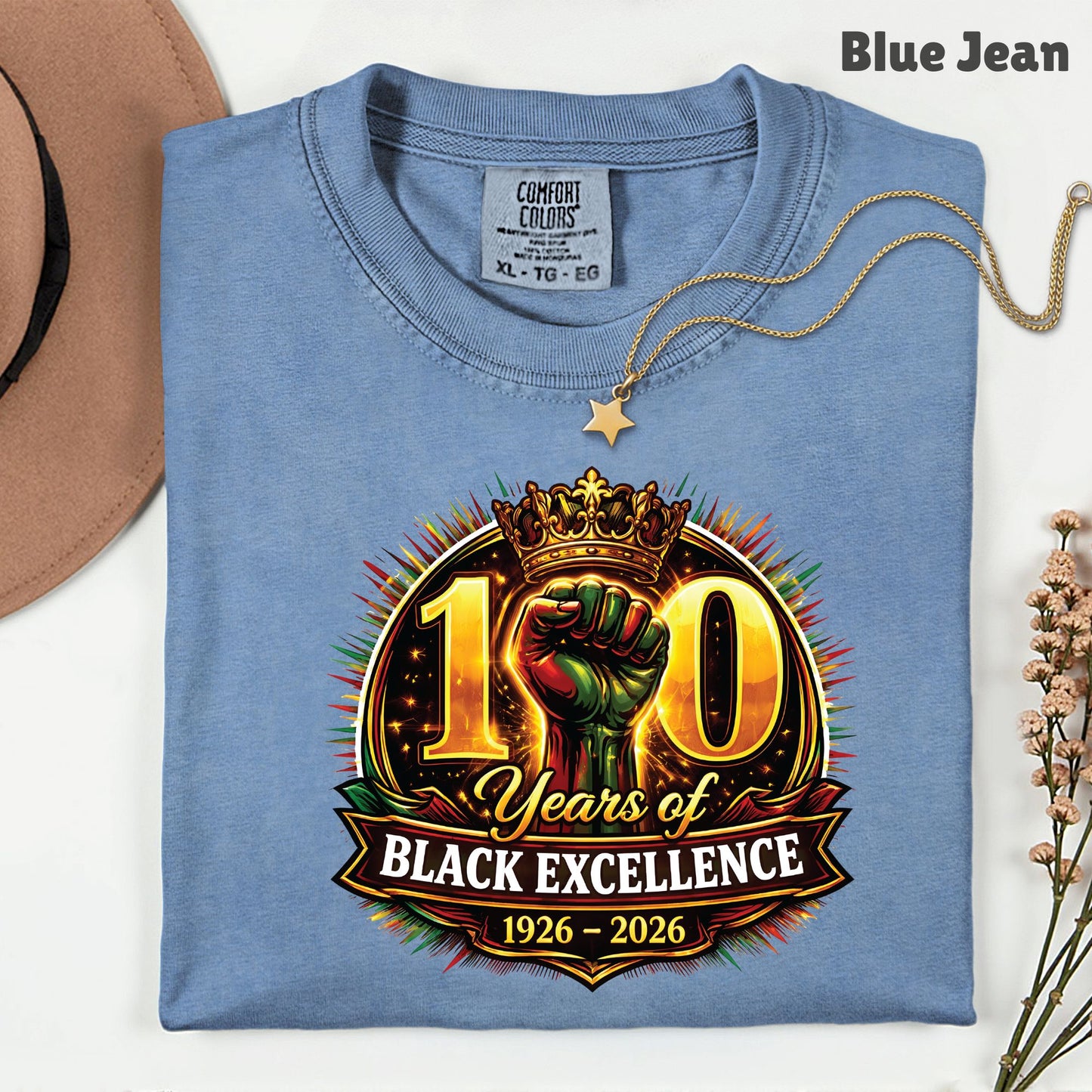 Comfort Colors® Black History Shirt 100 Years of Black Excellence 1926 2026 Juneteenth Shirt For Men Women Kids Youth African Heritage Tees