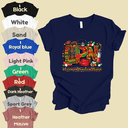 Comfort Colors® Black LPN Nurse Shirt Licensed Practical Nurse T Shirt Melanin Power Fist Kente Print For Men Women Kids Youth Tees