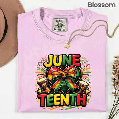 Comfort Colors® Juneteenth Shirt Heart Ribbon African Drums T Shirt Freedom Day Gifts For Men Women Kids Youth Black History Tees