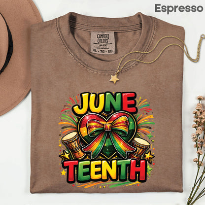 Comfort Colors® Juneteenth Shirt Heart Ribbon African Drums T Shirt Freedom Day Gifts For Men Women Kids Youth Black History Tees