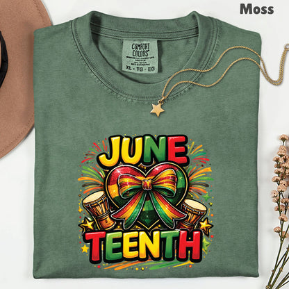 Comfort Colors® Juneteenth Shirt Heart Ribbon African Drums T Shirt Freedom Day Gifts For Men Women Kids Youth Black History Tees
