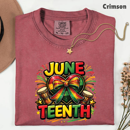 Comfort Colors® Juneteenth Shirt Heart Ribbon African Drums T Shirt Freedom Day Gifts For Men Women Kids Youth Black History Tees