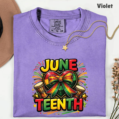 Comfort Colors® Juneteenth Shirt Heart Ribbon African Drums T Shirt Freedom Day Gifts For Men Women Kids Youth Black History Tees