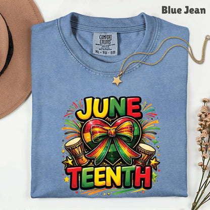 Comfort Colors® Juneteenth Shirt Heart Ribbon African Drums T Shirt Freedom Day Gifts For Men Women Kids Youth Black History Tees