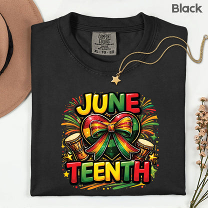 Comfort Colors® Juneteenth Shirt Heart Ribbon African Drums T Shirt Freedom Day Gifts For Men Women Kids Youth Black History Tees