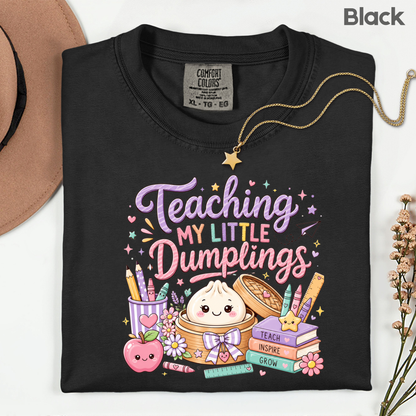 Teaching My Little Dumplings Teacher T-Shirt, Cute Pastel Kawaii School Life Tee