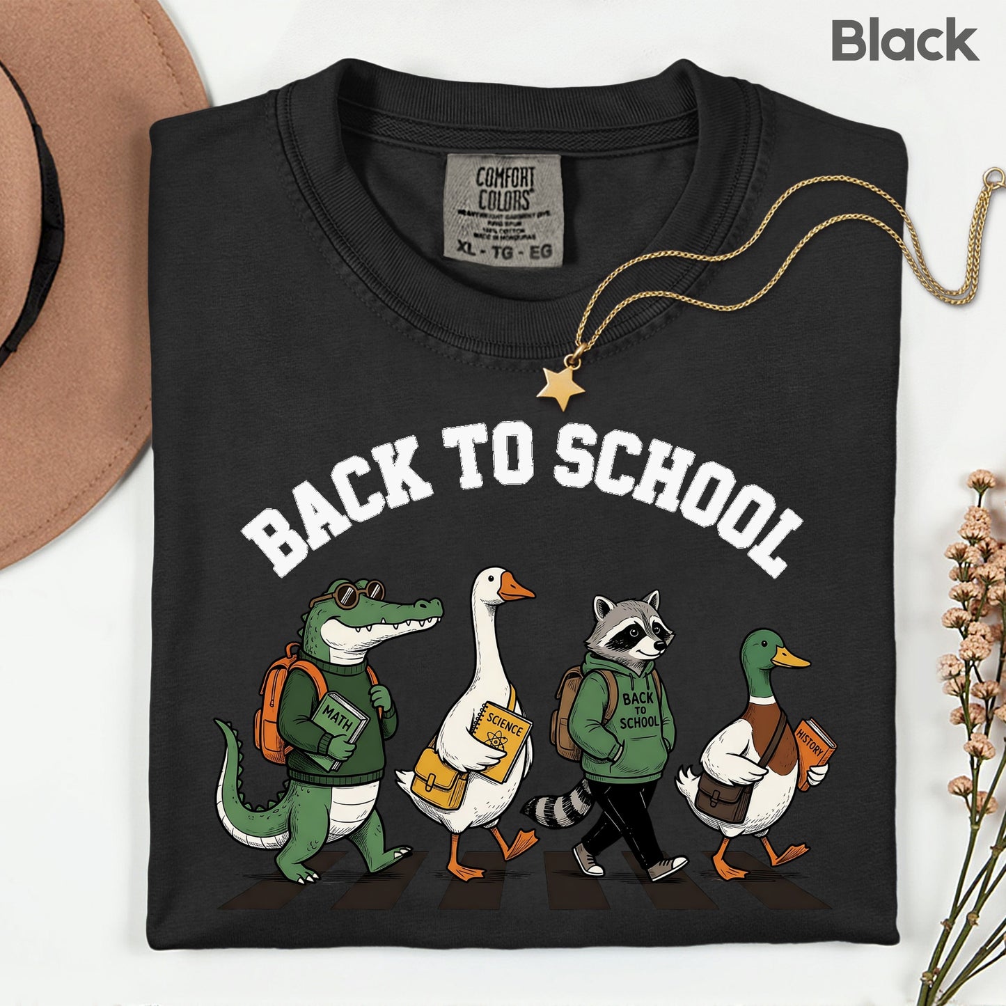 Back to School Animal T-Shirt, Abbey Road Alligator Goose Raccoon Duck Tee Sweatshirt