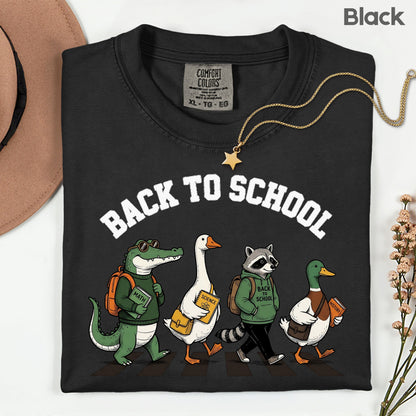 Back to School Animal T-Shirt, Abbey Road Alligator Goose Raccoon Duck Tee Sweatshirt